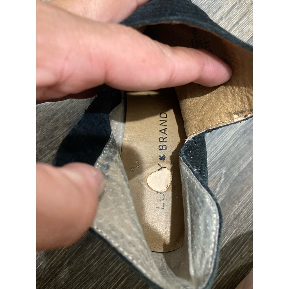 Lucky Brand Black Suede Booties with Zipper Size 7 - Picture 8 of 12